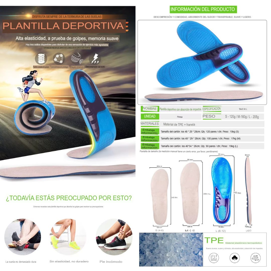 👀 2 PARES PLANTILLAS ORTOPEDICAS EN GEL 👌